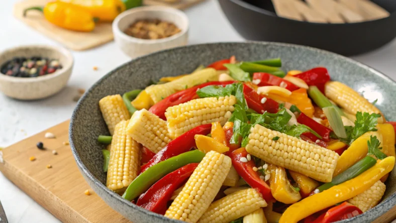 Baby Corn and Bell Pepper Stir-Fry