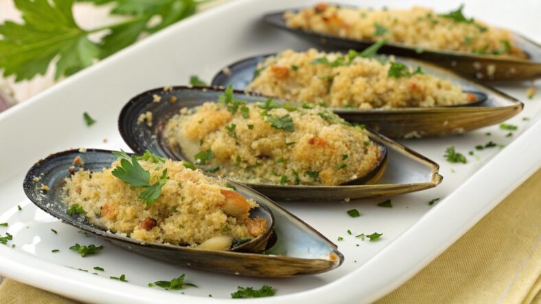 Baked Stuffed Mussels