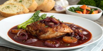 Chicken in Red Wine Sauce