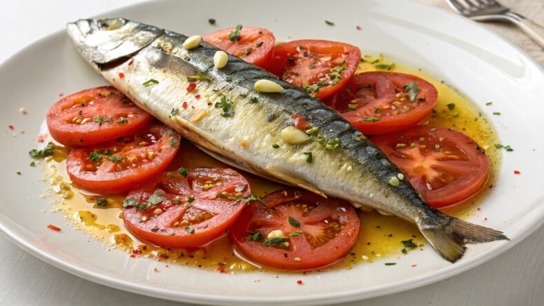 Mackerel with Tomatoes and Garlic