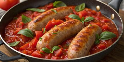 Sausage with Tomatoes and Basil