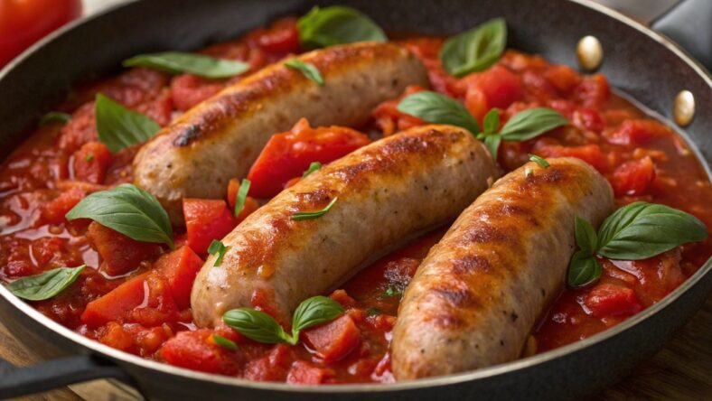 Sausage with Tomatoes and Basil